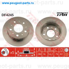 DF4245, TRW, Диск тормозной задний для Fiat Ducato 244 RUS, Fiat Ducato 250, Citroen Jumper 3, Peugeot Boxer 3